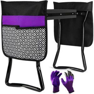 Garden Kneeler and Seat Foldable Stool with 2 Tool Pouches & 2 Gloves